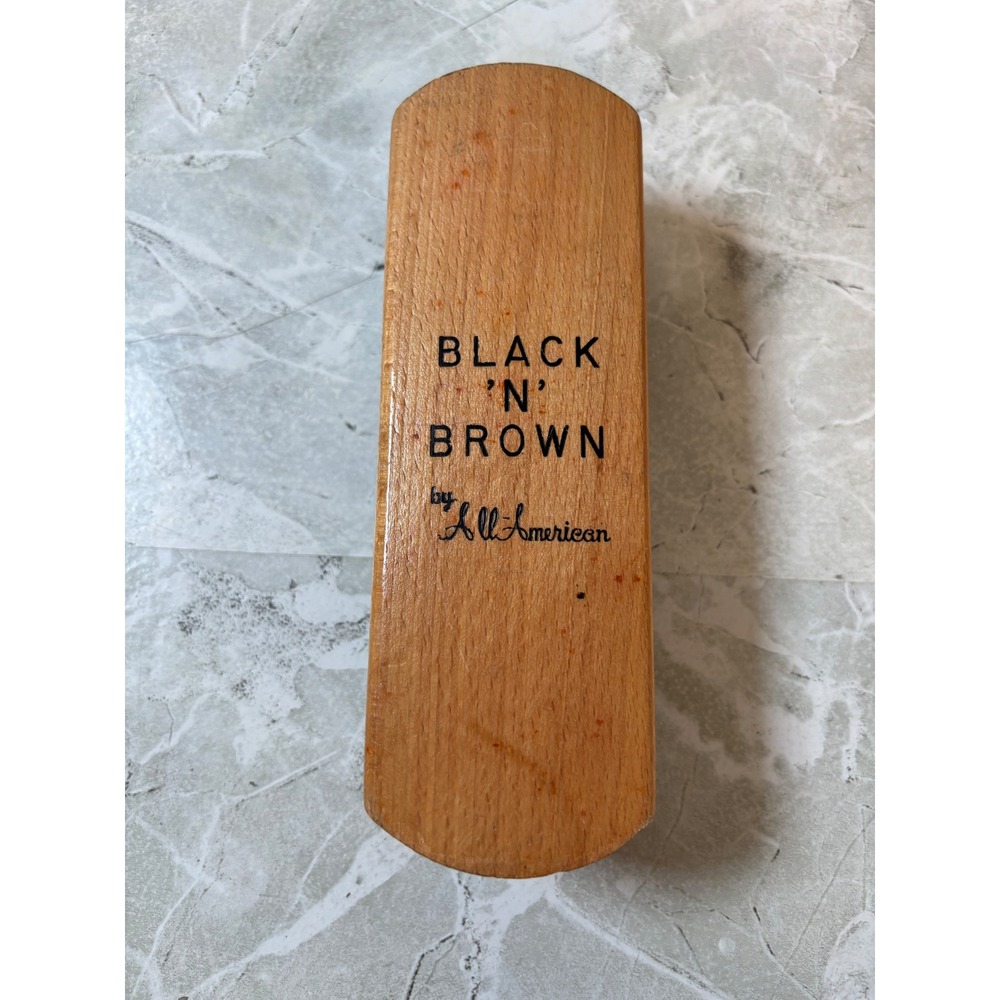 Vintage All American Black 'N' Brown Horsehair Shoe Shine‎ Brush Wood Handle